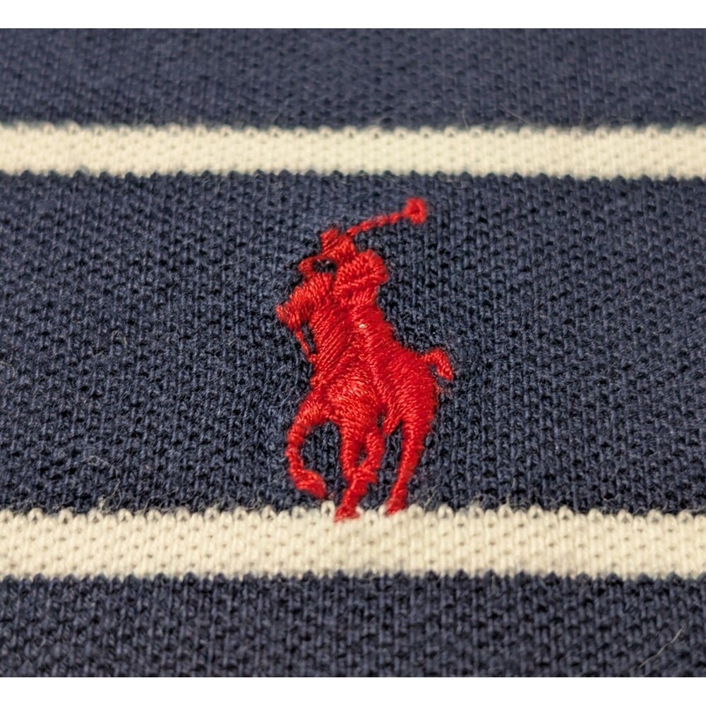 Polo Ralph Lauren Size S Shirt Blue Stripes Cotton Piqué Classic Preppy Pony - Picture 5 of 8